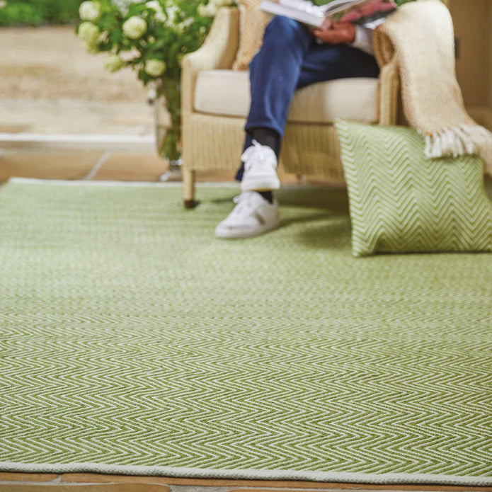 Hug Rug Woven Herringbone Rug Green - handmade