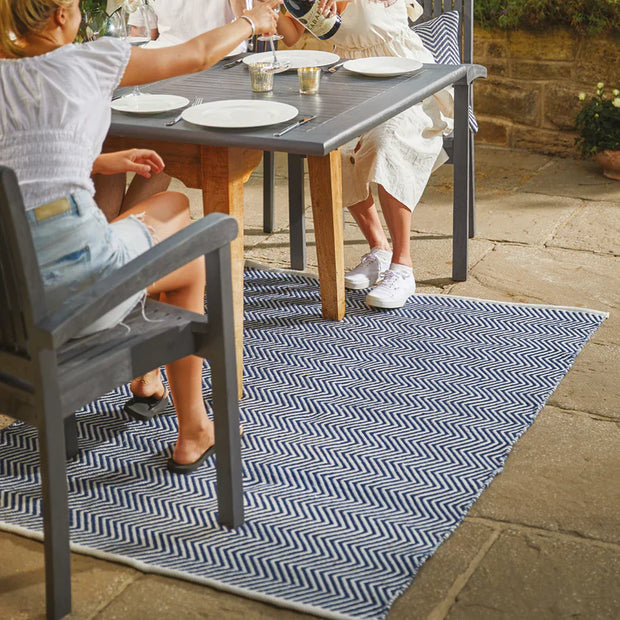 Hug Rug Woven Herringbone Rug Navy - handmade