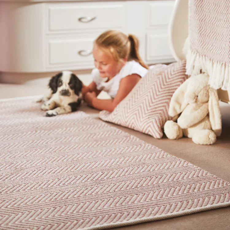Hug Rug Woven Herringbone Rug Rose - handmade