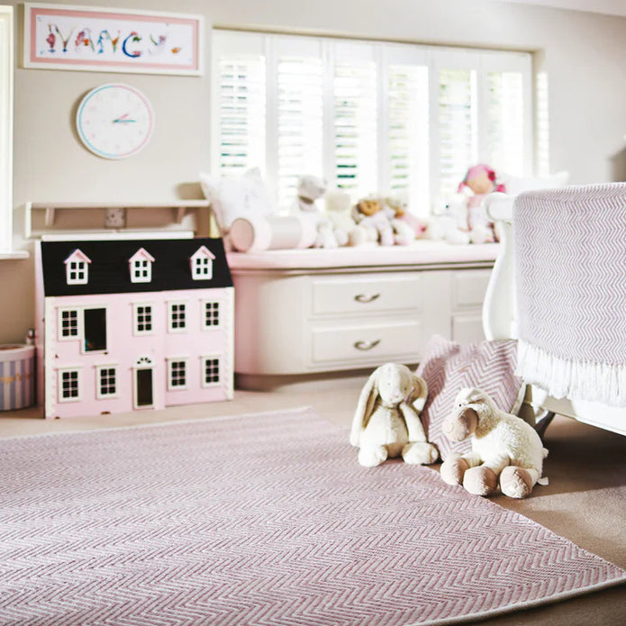 Hug Rug Woven Herringbone Rug Rose - handmade