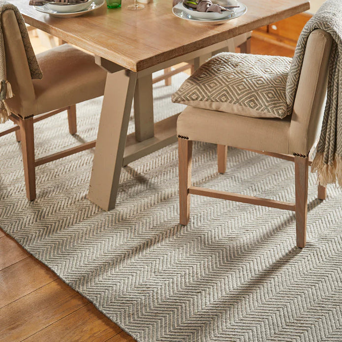 Hug Rug Woven Herringbone Rug Sky Grey - handmade