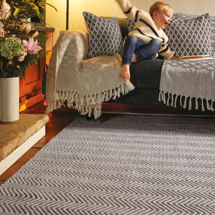 Hug Rug Woven Herringbone Rug Warm Grey - handmade