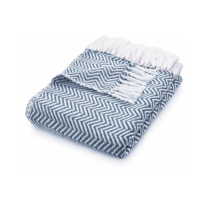 Hug Rug Woven Herringbone Throw Denim Blue - handmade