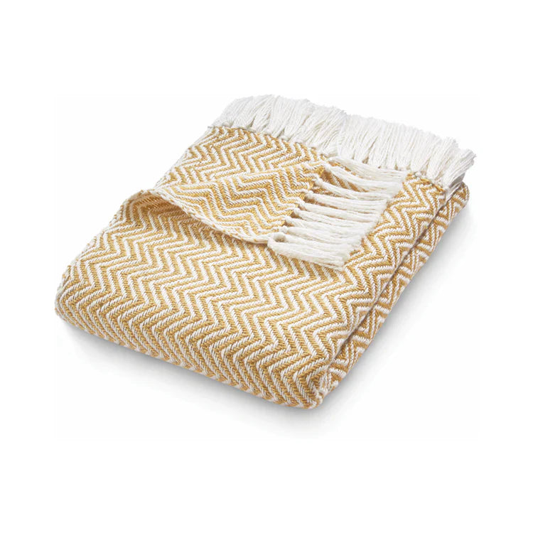 Hug Rug Woven Herringbone Throw Gold - handmade