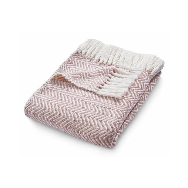Hug Rug Woven Herringbone Throw Rose - handmade