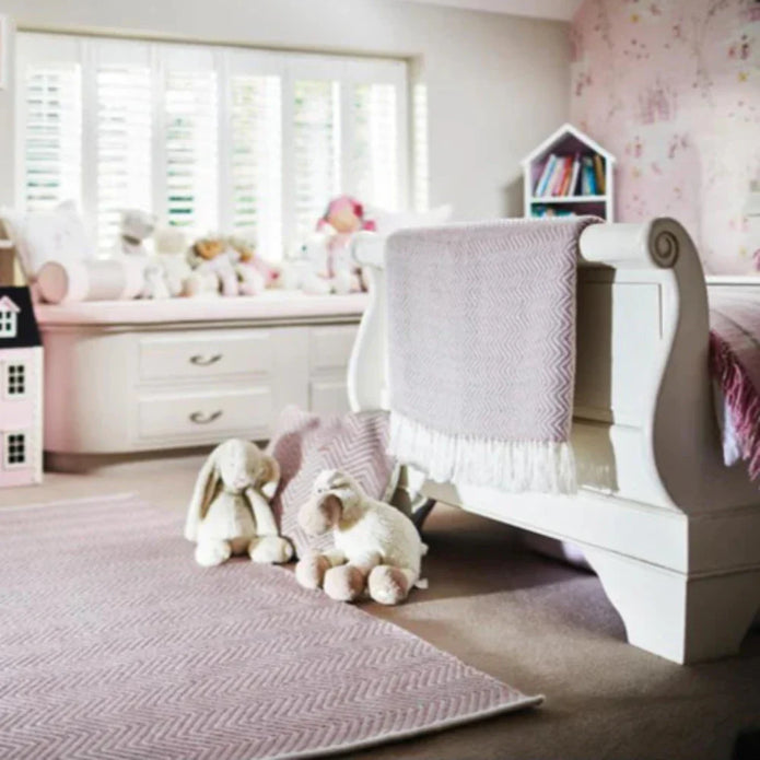 Hug Rug Woven Herringbone Throw Rose - handmade