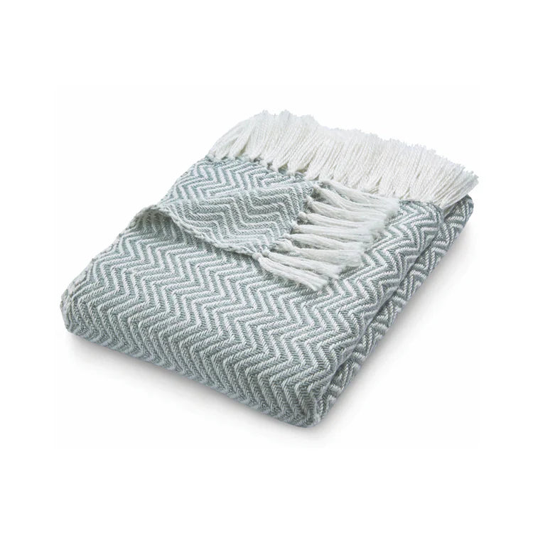 Hug Rug Woven Herringbone Throw Sky Grey - handmade