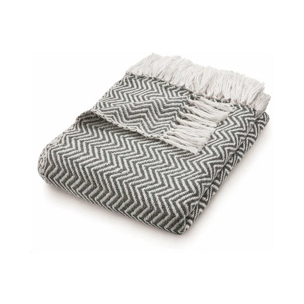 Hug Rug Woven Herringbone Throw Warm Grey - handmade