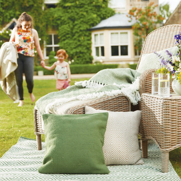 Hug Rug Woven Plain Cushion Dark Green - handmade