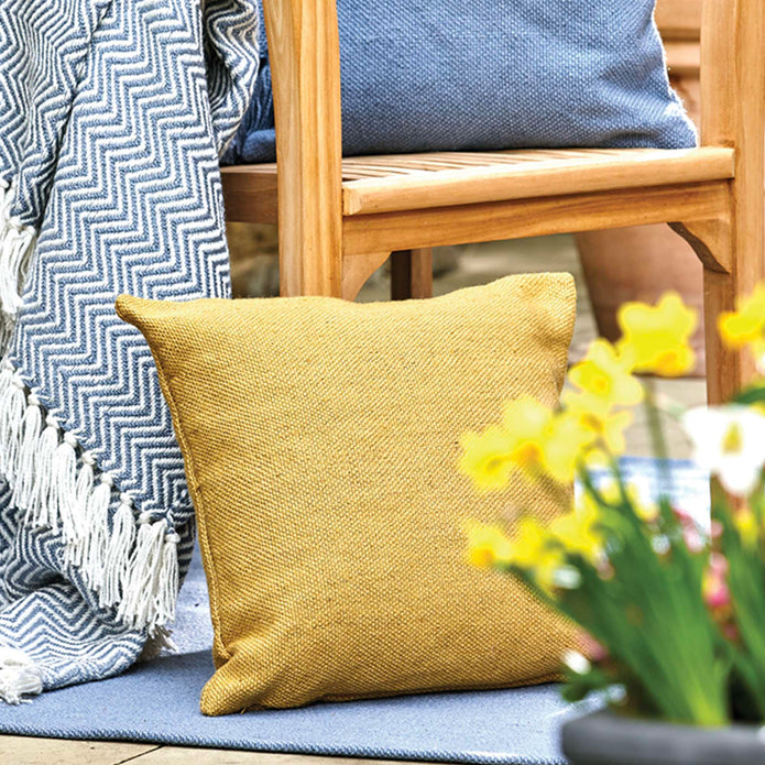 Hug Rug Woven Plain Cushion Gold - handmade