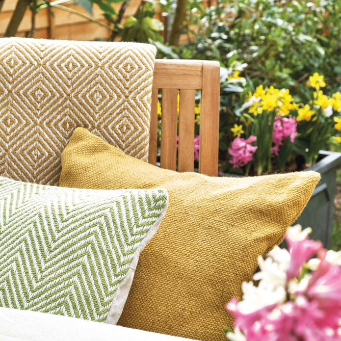 Hug Rug Woven Plain Cushion Gold - handmade