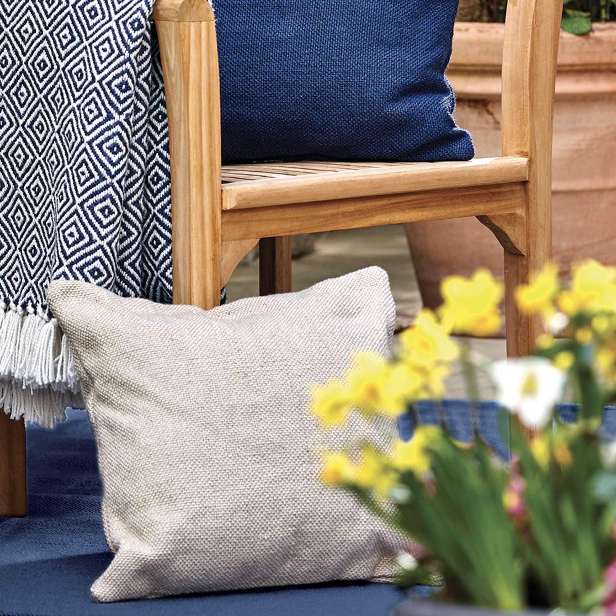 Hug Rug Woven Plain Cushion Natural - handmade