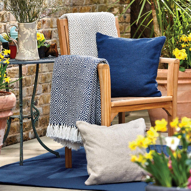 Hug Rug Woven Plain Cushion Navy - handmade