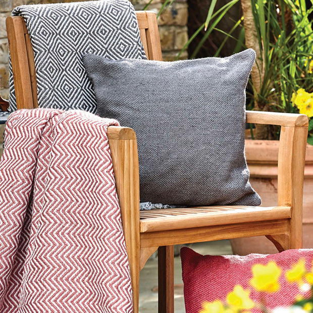 Hug Rug Woven Plain Cushion Warm Grey - handmade