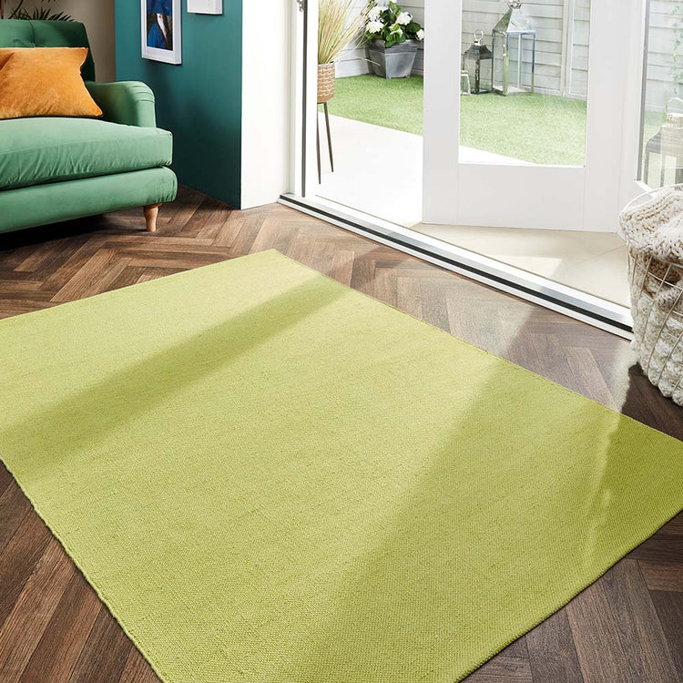 Hug Rug Woven Plain Rug Green - handmade
