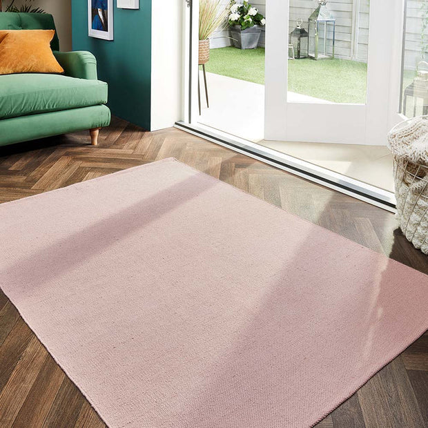 Hug Rug Woven Plain Rug Rose - handmade