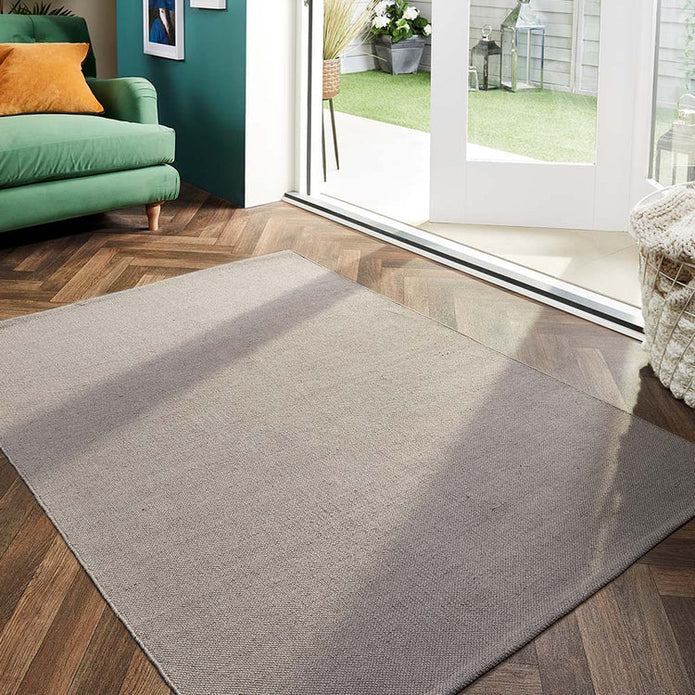 Hug Rug Woven Plain Rug Warm Grey - handmade