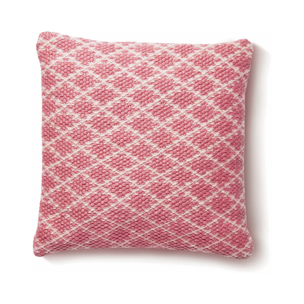Hug Rug Woven Trellis Cushion Coral Pink - handmade