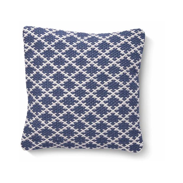 Hug Rug Woven Trellis Cushion Navy - handmade