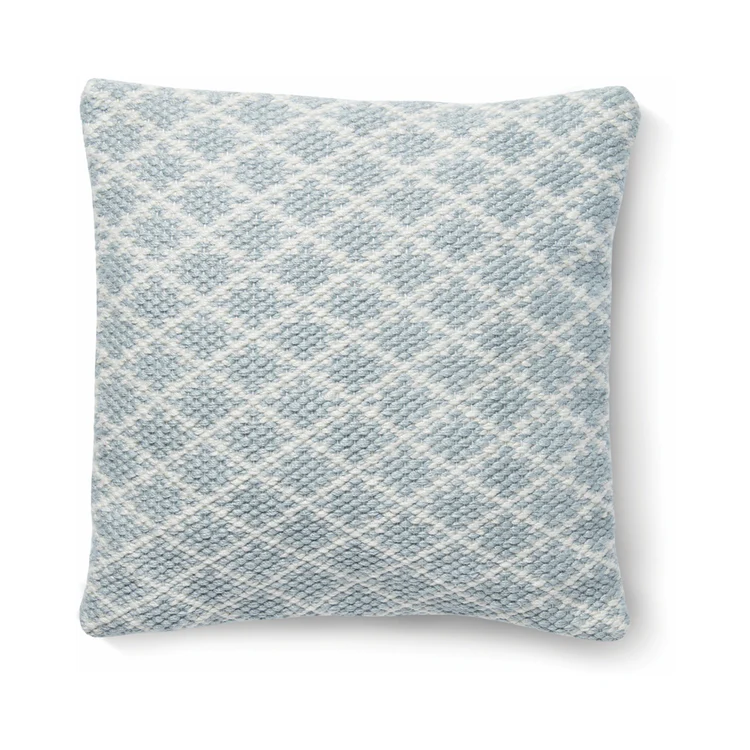 Hug Rug Woven Trellis Cushion Sky Grey - handmade