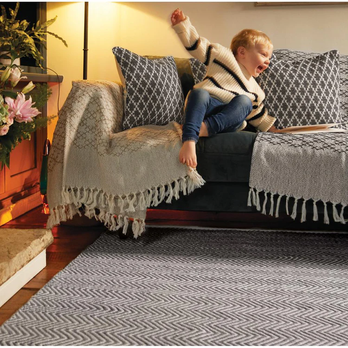 Hug Rug Woven Trellis Cushion Warm Grey - handmade