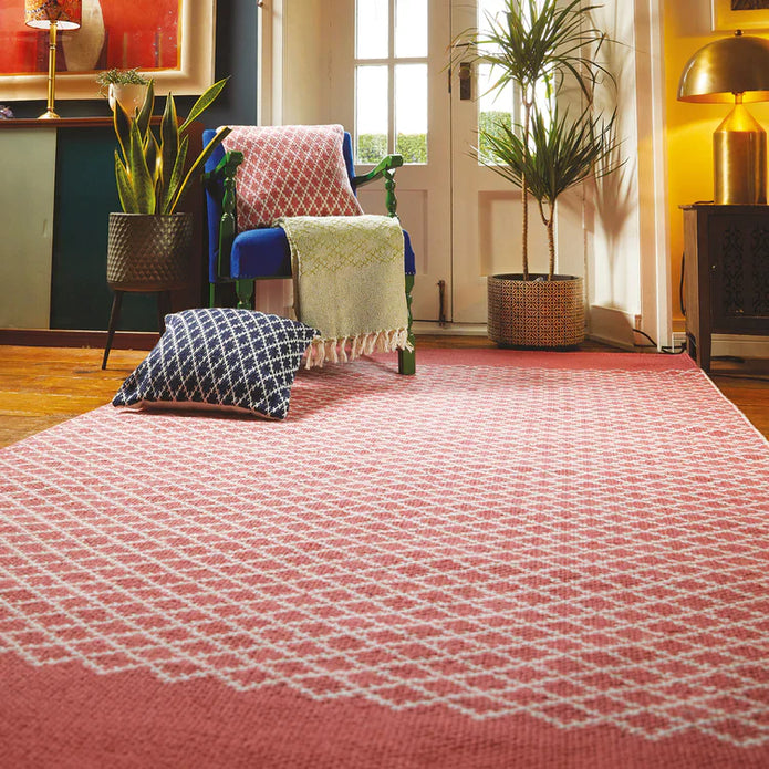 Hug Rug Woven Trellis Rug Coral Pink - handmade