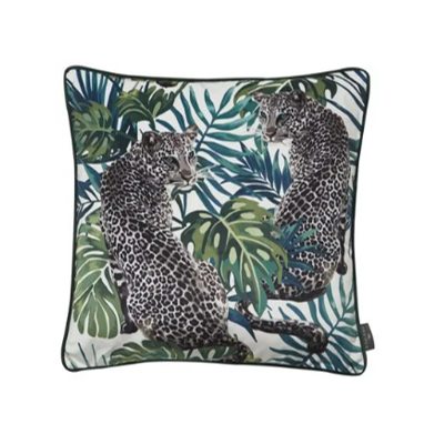 Malini Green Leopard Cushion 45cm