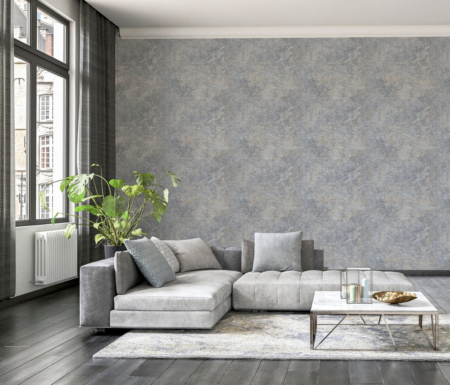 Modern Raffia Natural & Grey Wallpaper Grey Neutral RUGS_and_MORE 298601