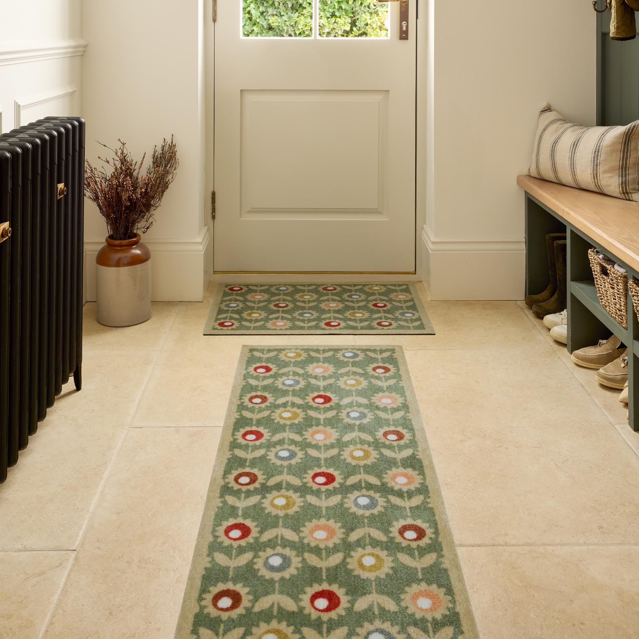 My Mat Nylon Indoor Pattern Multi Floral Sage - handmade