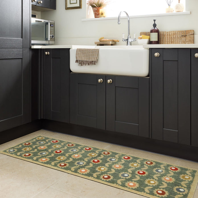 My Mat Nylon Indoor Pattern Multi Floral Sage - handmade