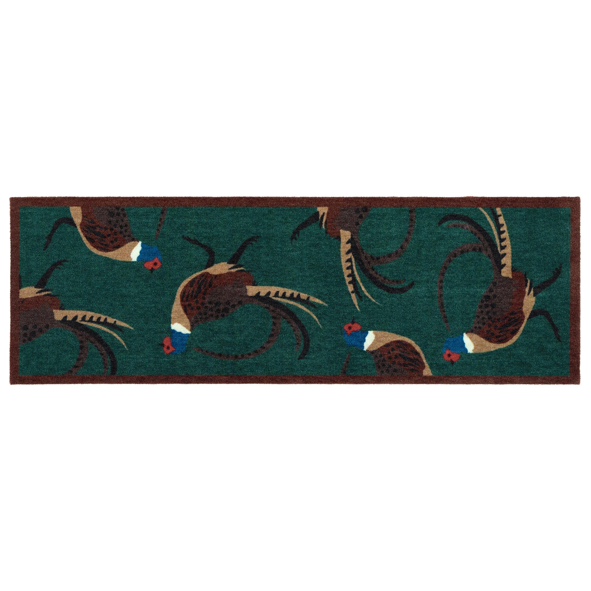 My Mat Nylon Indoor Pattern Pheasant Green - handmade
