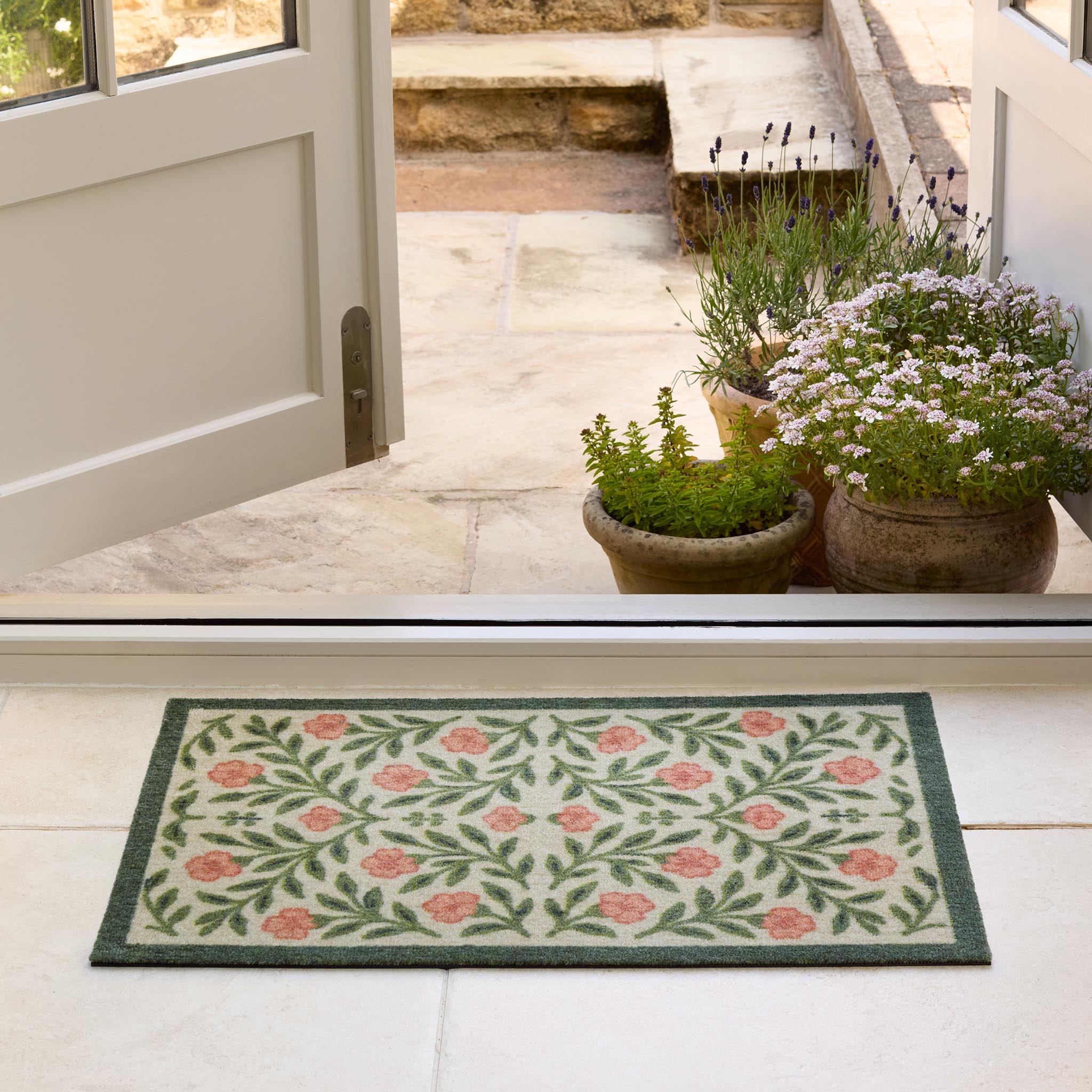 My Mat Nylon Indoor Pattern Pink Botanical - handmade