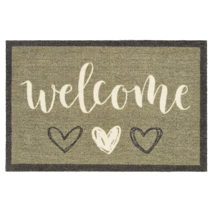 My Mat Nylon - My Welcome Hearts Sage - handmade