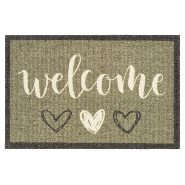 My Mat Nylon - My Welcome Hearts Sage - handmade