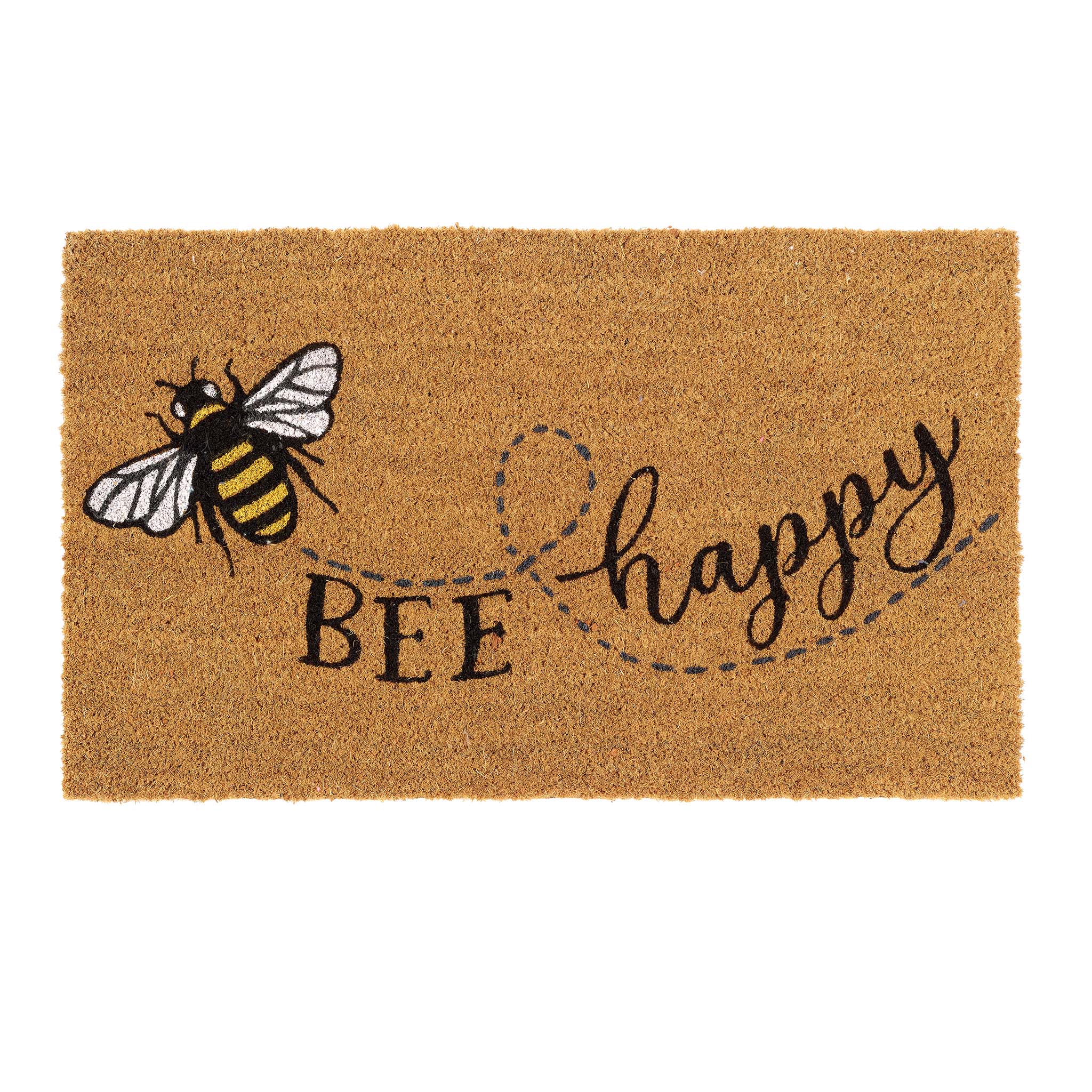 My Mat Printed Coir Bee Happy Doormat - handmade