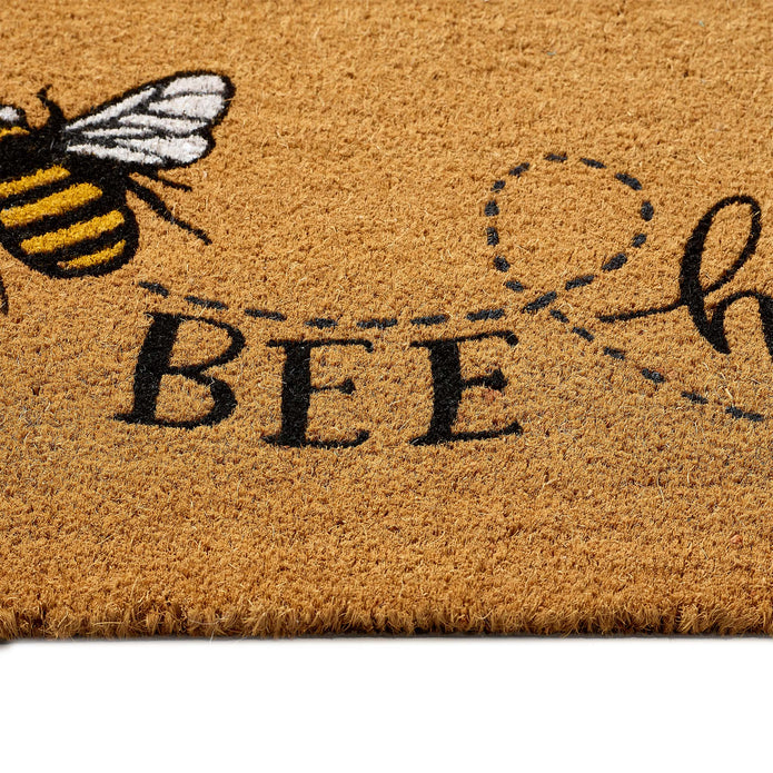 My Mat Printed Coir Bee Happy Doormat - handmade