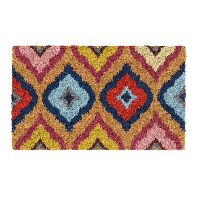 My Mat Printed Coir Bright Ikat Doormat - handmade