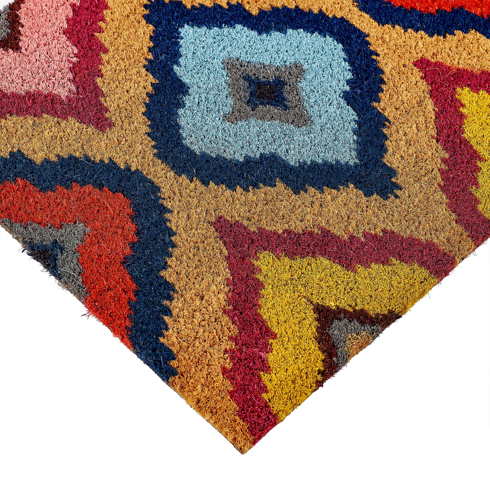 My Mat Printed Coir Bright Ikat Doormat - handmade