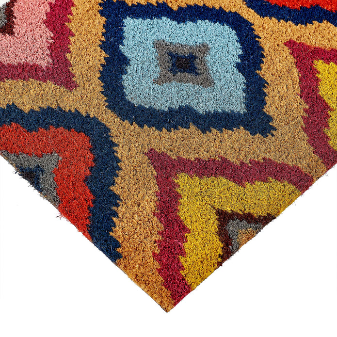 My Mat Printed Coir Bright Ikat Doormat - handmade
