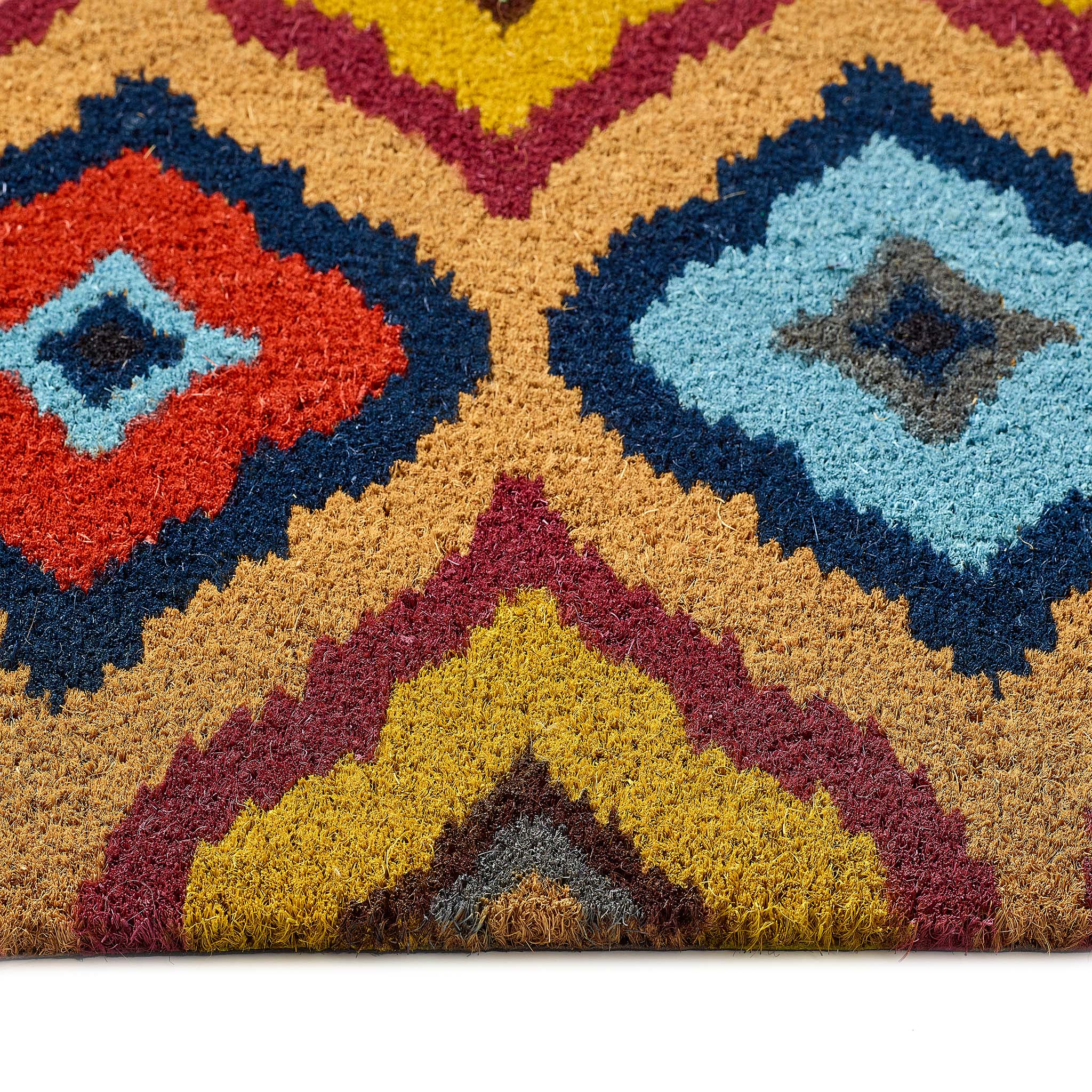 My Mat Printed Coir Bright Ikat Doormat - handmade