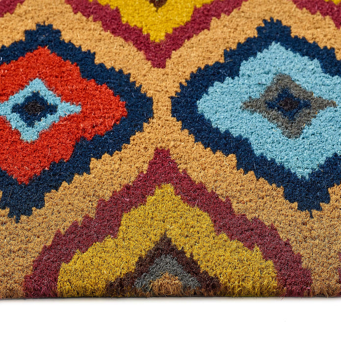 My Mat Printed Coir Bright Ikat Doormat - handmade