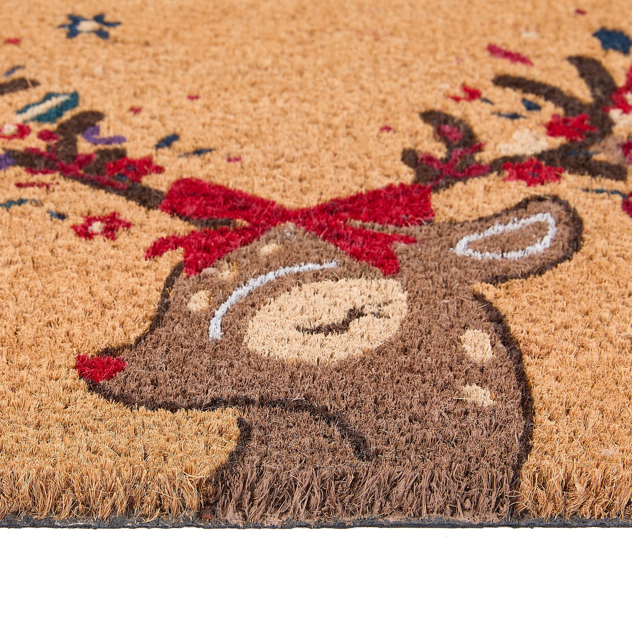 My Mat Printed Coir Christmas Colourful Deer - handmade