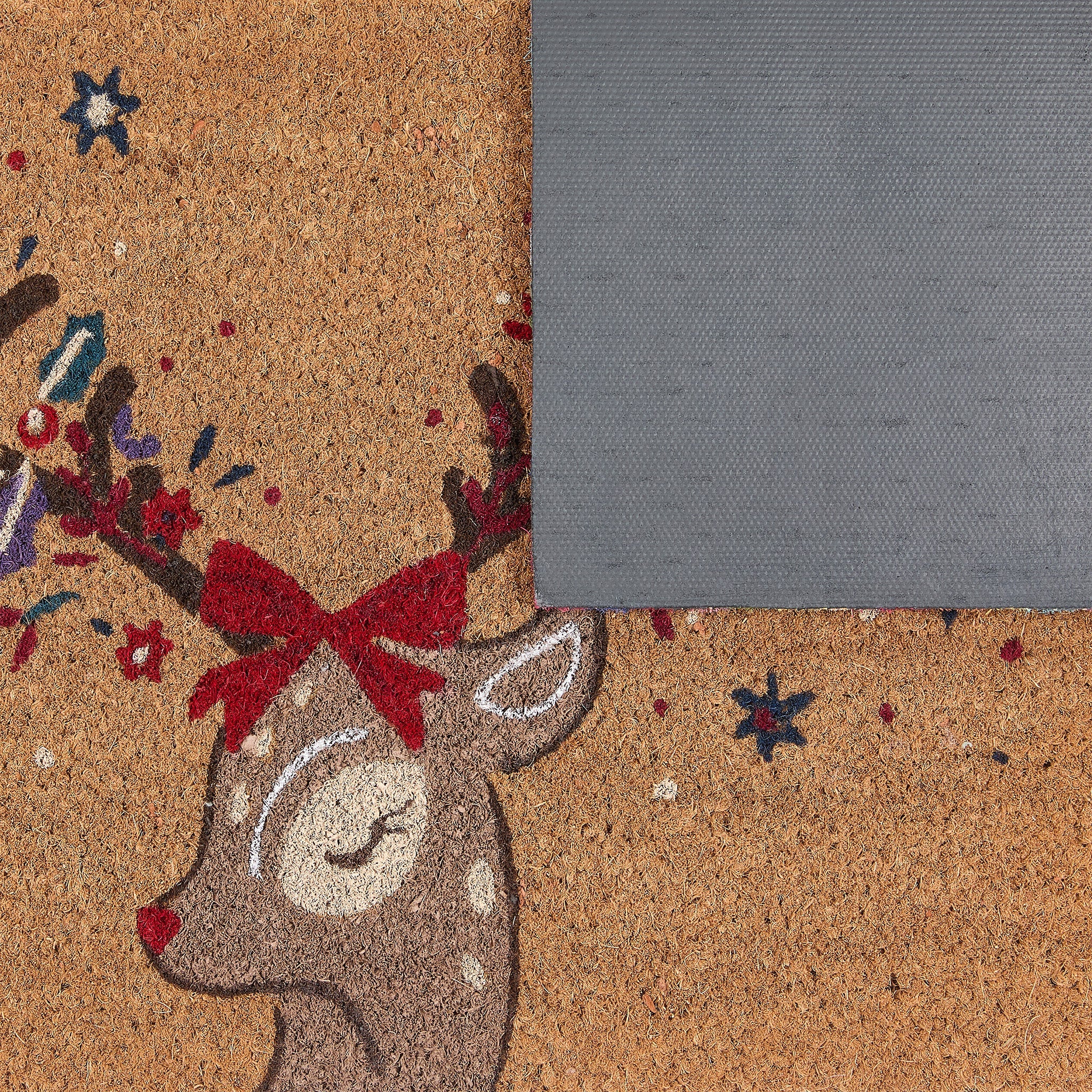 My Mat Printed Coir Christmas Colourful Deer - handmade