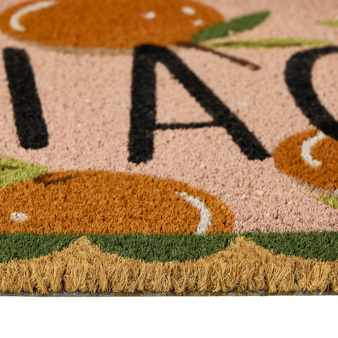 My Mat Printed Coir Ciao Orange - handmade