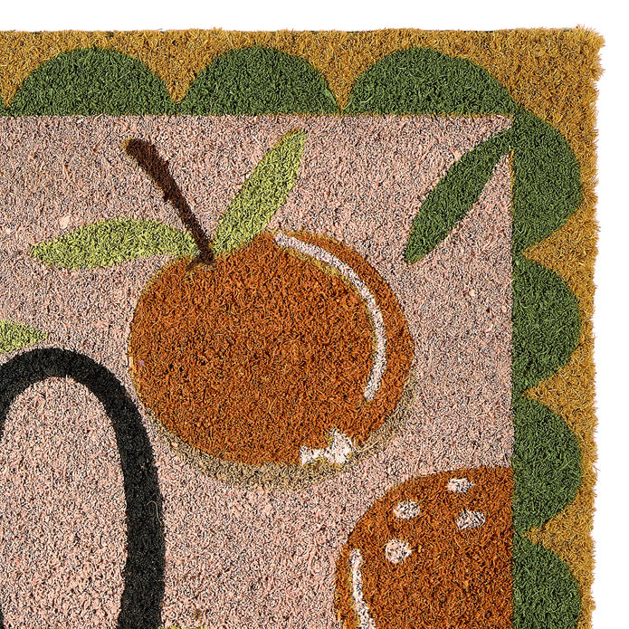 My Mat Printed Coir Ciao Orange - handmade