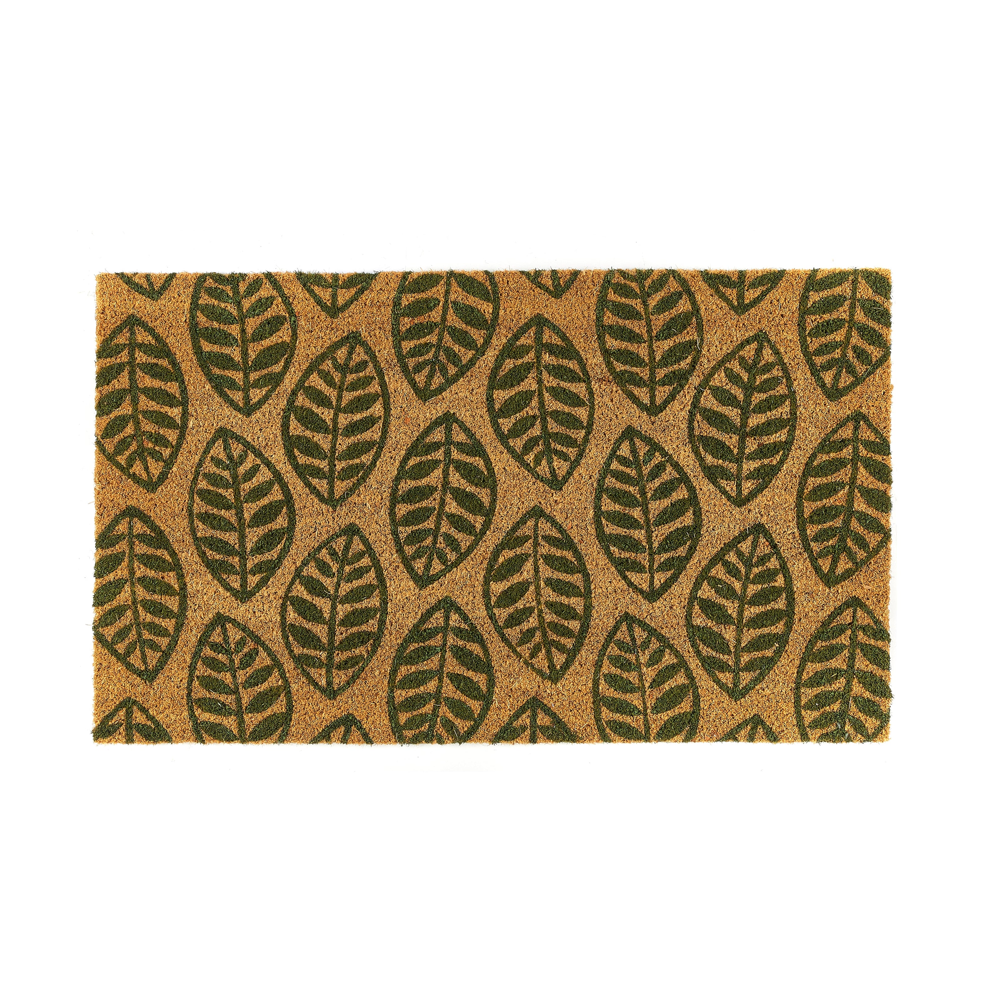 My Mat Printed Coir Green Leaves Doormat - handmade