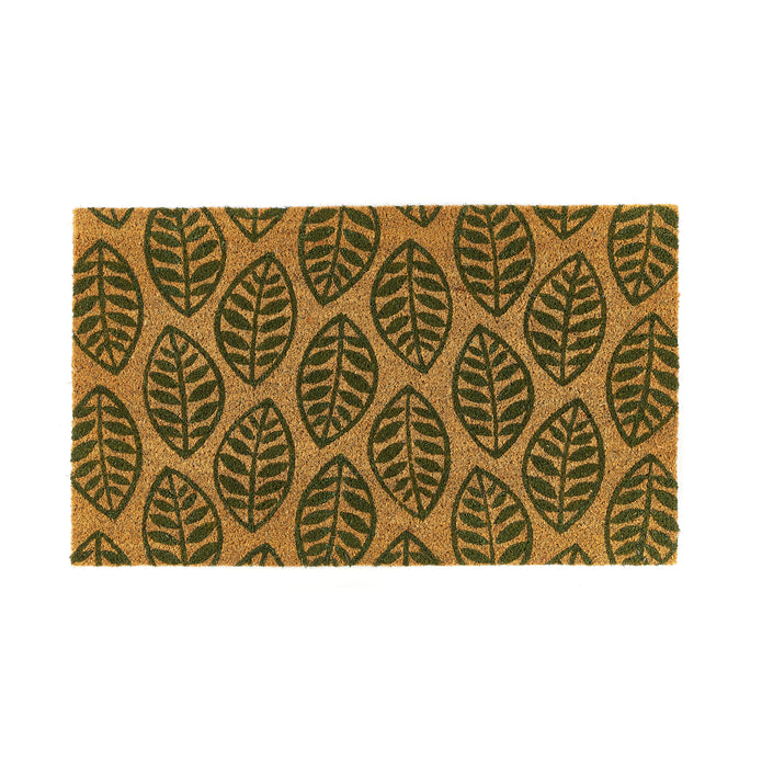 My Mat Printed Coir Green Leaves Doormat - handmade