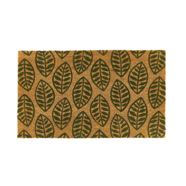 My Mat Printed Coir Green Leaves Doormat - handmade