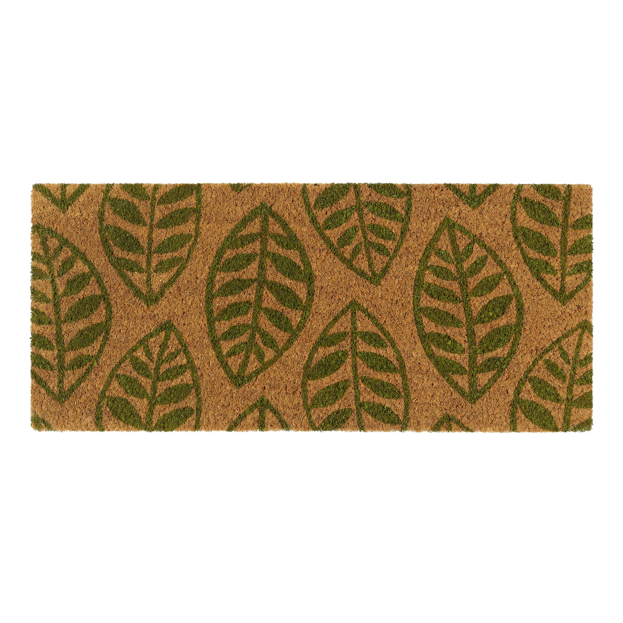 My Mat Printed Coir Green Leaves Doormat - handmade