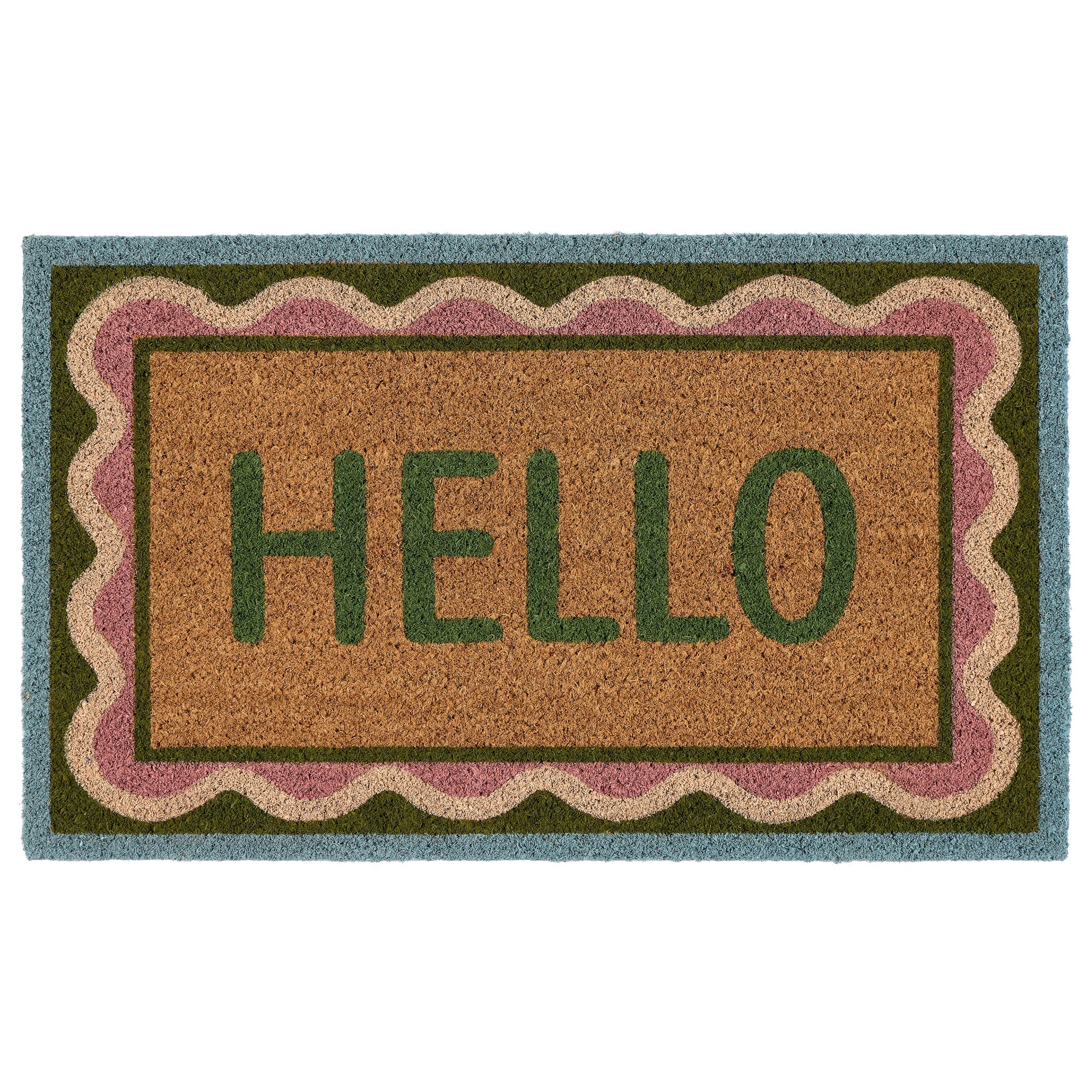 My Mat Printed Coir Hello Scallop - handmade